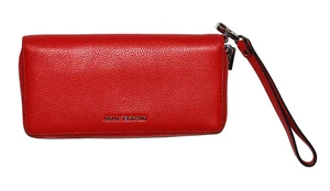 MICHAEL KORS Bolso sin asas Moneda Tarjeta de crédito Cartera Cremallera Alrededor Cuero Rojo Muñequera - Imagen 1 de 17