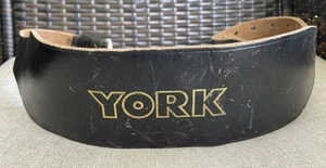Vintage York Weight Lifting Belt Small to Medium Leather Black Barbell Strength - Picture 1 of 11
