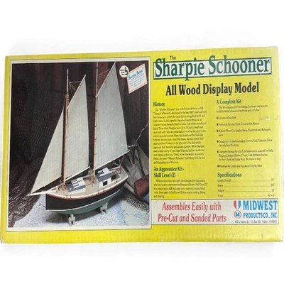 NEW Vintage The Sharpie Schooner Midwest Products Wood Model Ship Boat No Tariff - Image 1 of 4