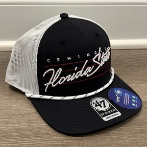 Florida State Seminoles FSU '47 Downburst Trucker Negro Blanco Malla Snapback Sombrero - Imagen 1 de 5