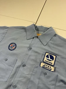 VTG Mechanic Shirt Mens L Chain Stitch Workwear Grunge Button Garage Thin Blue - Picture 1 of 12