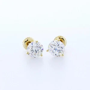 Solid 14K White Gold Stud Earrings Classic 2.21 CT Round Natural Diamond G SI1 - Picture 1 of 10