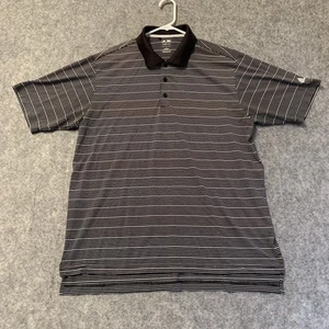 Adidas Polo Shirt Mens L Black White Stripe Climalite Golf Short Sleeve - Picture 1 of 15