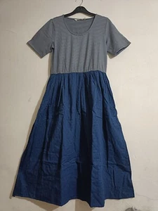 Ex Seasalt Women's Short sleeve Round Neck Striped Midi Dress,Navy(Defect) - Picture 1 of 6