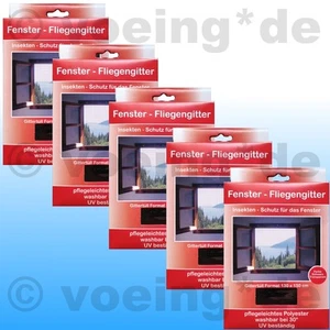 5x FENSTER FLIEGENGITTER FLIEGENNETZ 130 x 150 cm schwarz Moskito Insekten Netz - Bild 1 von 5