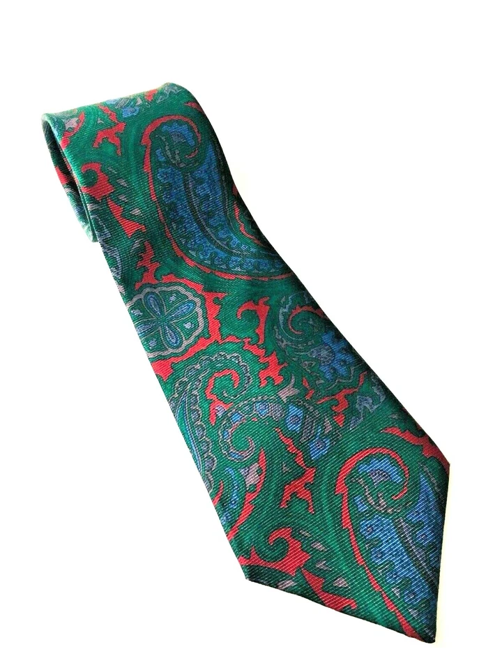 Corbata para hombre Oleg Cassini 100 % seda hecha en EE. UU., verde con azul/rojo, 54" X 3 1/2 Foto 1 de 4