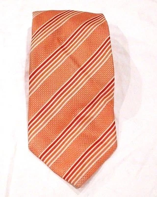 CORBATA CORNELIANI NARANJA RAYAS DIAGONALES REGIMIENTO TEJIDO LUJO SEDA CUELLO  Foto 1 de 3