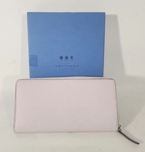 Smythson Women's Light Pink Saffiano Zip Around Wallet ~ Made in Italy ~ NEW - Picture 1 of 9