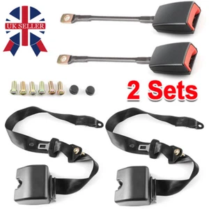 2 Sets Universal 3 Point Inertia Seat Belt Car Truck Adjustable Safety Belts UK - Picture 1 of 10