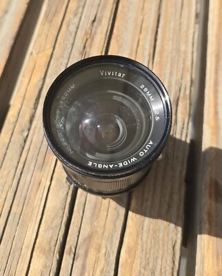 Vintage Vivitar 28mm f/2.5 Wide-Angle MC Lens For Minolta with UV Filter - Caps - Image 1 of 4