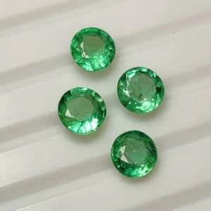 1.72 CT - Natural 4 Zambian Emerald Round Set Fine Luster Green Gem - 4205 - Picture 1 of 2