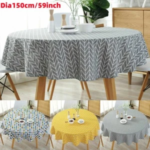 Round Table Cloths Cotton Linen Cover Garden Dining Tableware Party Tablecloth - Picture 1 of 15