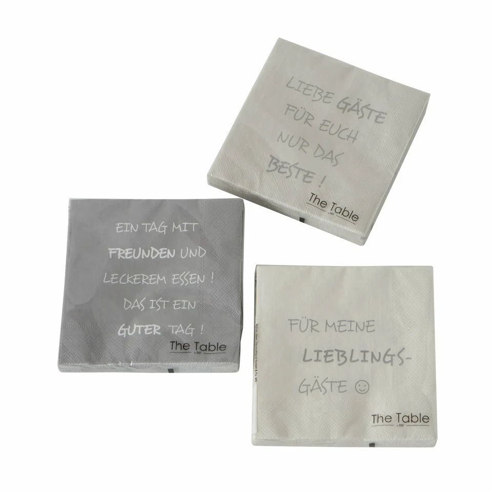 3 x Serviette Gäste Papier grau 20 tlg., Geschenk, Tischdeko, Deko, Set - Bild 1 von 1