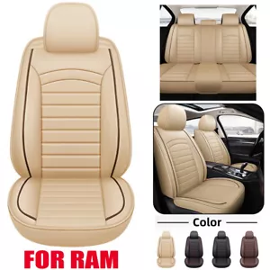 Leather Car Seat Covers Full Set/Front Cushions For Dodge Ram 1500 2500 3500 HD - Picture 1 of 22