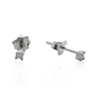 Orecchini punto luce a 4 griffe in argento 925 rodiato con zircone tondo mm 2 - Foto 1 di 2