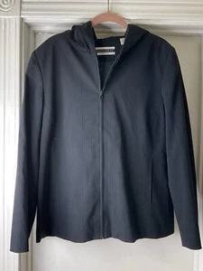 Amanda Smith Stretch Pinstripe Blazer Full Zip Up With a Hood Size 14 - Picture 1 of 5