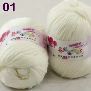 Sale 2 Balls x 50g DK Baby Soft Cashmere Silk Wool Hand Knitting Crochet Yarn 01 - Picture 1 of 5