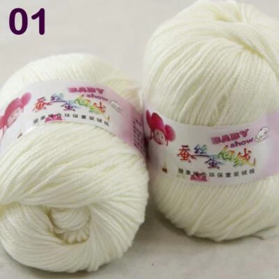 Sale 2 Balls x 50g DK Baby Soft Cashmere Silk Wool Hand Knitting Crochet Yarn 01 - Image 1 of 4