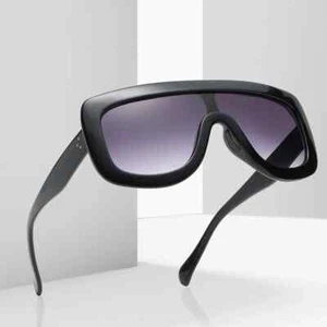 Oversized Fashion Designer Square Big Single Flat Lens Womens Sunglasses Shades - Picture 1 of 16