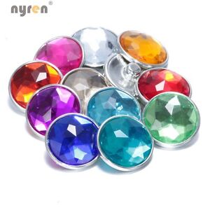 11pcs/lot Colorful Acrylic Crystal Charms 18mm snap button DIY Jewelry KZ0037