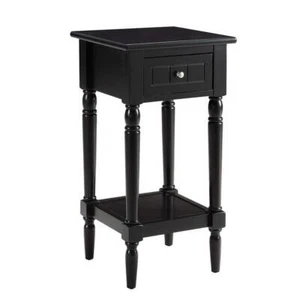 Convenience Concepts End Table 14" x 28" Wood Square Black Finish w/ Drawer - Picture 1 of 4