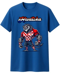Kroatien T-Shirt Emblem Wappen Fahne Cartoon Blau NK 59 - Picture 1 of 1