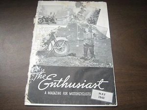 ENTHUSIAST MOTORCYCLISTS MAGAZINE BOOKLET MAY 1940 ORIGINAL VINTAGE OEM - Picture 1 of 1