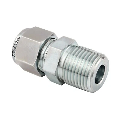 FITOK 1/2 in OD × 1/2 MNPT Zinc Plated Steel Compression Tube Fitting 5900 psi - Image 1 of 2