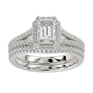 Ladies Bridal Set 1.50ct Natural Round Diamond 14k White Gold SI Quality - Picture 1 of 1