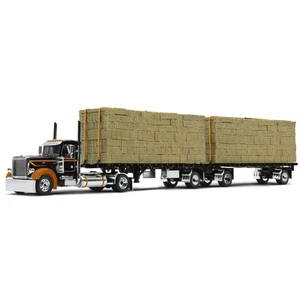 DCP 1/64 Peterbilt 389 Giorno Cabina Doppio Lastra Piana Rimorchi W Carico - Foto 1 di 4