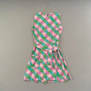 Vestido Vintage Liberty Circle Rosa Verde Azul Algodón Cambio Sin Mangas 6 u 8 - Imagen 1 de 9