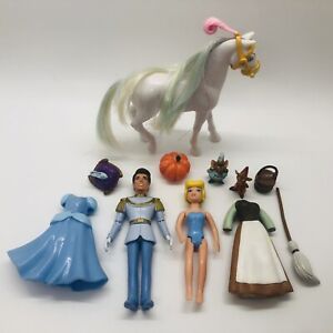 Polly Pocket Disney Princess Cinderella Doll w/ Prince Charming Dresses Horse