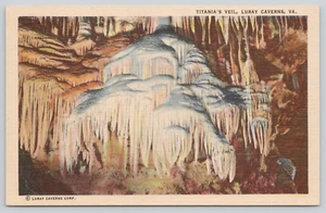 Postcard Titania's Veil Luray Caverns Virginia Karst Caves Linen - Picture 1 of 2