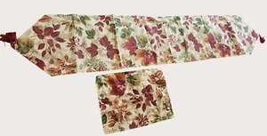 Estate Autumn Leaves 70 Inch plus Tassles Table Runner & Matching Placemat - Picture 1 of 2