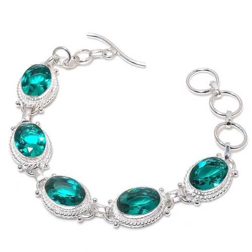 VALENTINO Bracciale gioiello in argento sterling 925 fatto a mano con pietre preziose tormalina come nuovo misura 7 8"