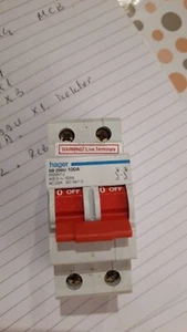 Hager SB299U 100A Double Pole Main Switch Isolator used - Picture 1 of 2