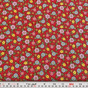 Vtg Mary Engelbreit 2001 Quilting Treasures Florals Red Cotton by the HALF YARD - Picture 1 of 2
