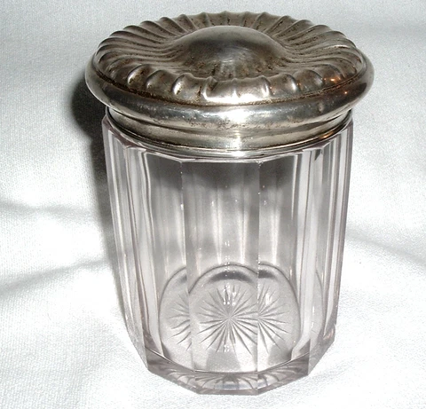 1871 GORHAM STERLING LID Crystal GLASS Humidor Tobacco Dresser JAR Cover