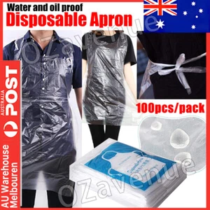 100pcs/Pack Disposable And Plastic Water Proof Apron Barbecue Oil Transparent OZ - Picture 1 of 9