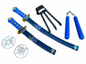 Kinder Ninja Samurai Schwert Spielzeug Waffen Set Kunststoff Schildkröten Kostüm Zubehör - Bild 1 von 5