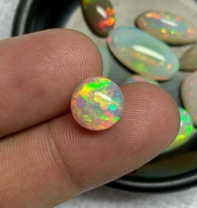 Round Opal Cabochon 2.70 Crt Grade Rainbow Fire Opal Multi Fire Opal Gemstone - Picture 1 of 5