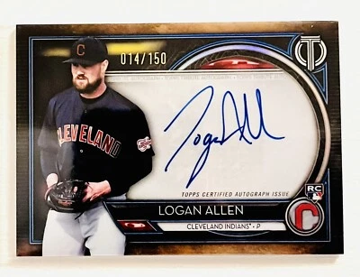 Logan Allen /150 Indians 2020 Topps Tribute Tribute Auto #TA-LA Rookie Auto RC - Image 1 of 2