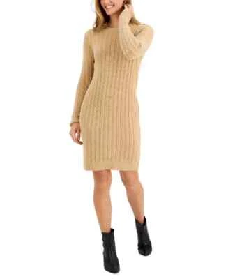 Vestido Suéter Para Mujer CHARTER CLUB Cable Camel Brezo Xsmall Foto 1 de 3