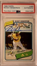 1980 Topps 482 Rickey Henderson RC Rookie Auto PSA Authentic DNA  🔥Sharp Card🔥