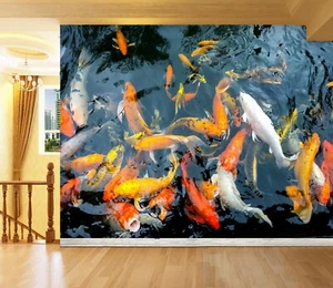 3D Animal White Koi H3556 Wallpaper Mural Self Adhesive Removable Stickers Erin - Picture 1 of 11