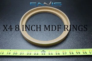 4 MDF SPEAKER RINGS SPACER 8 BZ BEZEL IN WOOD 3/4 THICK FIBERGLASS EE-RING-8BZ  - Picture 1 of 1