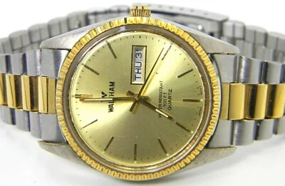 Lote de relojes de vestir KB16 para hombre Waltham President calendario fecha chapado en oro SS vintage Foto 1 de 2