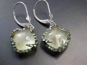 FP Jewellery Green Prehnite & Tsavorite Garnet Dangle Sterling Earrings - Picture 1 of 7