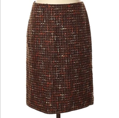 Jones New York  Wool Tweed Woven Gold And Brown Skirt Size 4 - Image 1 of 4