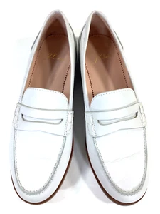 J.CREW Size 5.5M Ryan leather penny loafers WHITE/IVORY Style H8200 $158 - Picture 1 of 10